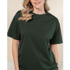 Round Neck, Short Sleeve,Drop Shoulder, Mid Waist,Loose Fit Basic Crewneck Jersey Tee. Model Is Wearing A Size Small, Us 2 52% Cotton 48% Polyester Forest Green Approximate Size Pit To Pit L 23inches M 22 S 21 Length From Shoulder Down L 29 Inches M 28 S 27 This Tee Is Great To Wear Out, Around The House. It Can Be Dressed Up Or Down. If You Are Into Graphic Design This Tee Is Will Be Great For A Diy Project. Note Reasonable Offer Is Welcome This Is A Boutique Item, So New With Tags Or New In Ba Green Relaxed Fit Plain Top, Oversized Green Plain Top, Oversized Plain Green Top, Green Everyday Plain Tops, Green Plain Tops For Everyday Wear, Everyday Plain Green Tops, Boutique Tees, Basic Crewneck, Cow Shirt