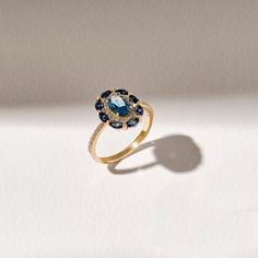 Solid Gold Large Sapphire Ring 14k Gold Cocktail Ring for - Etsy Baguette Wedding Rings, Blue Statement Ring, September Birthstone Ring, Birthstone Ring Mothers, Gemstone Stacking Ring, Art Deco Sapphire Ring, September Birthstone Rings, Gold Sapphire Ring, Diamond Promise Rings