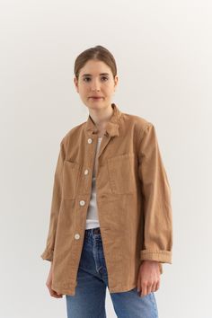 "Vintage Overshirt with four button closure, two round chest pockets, Collar. Lightweight fabric excellent for transitional weather. Military | Material: 100% Cotton ~7 oz Condition: Good. May have tiny pin holes or occasional small spots that are consistent with the age. X-SMALL: Shoulders: 15\" | Chest: 18-19\" | Length: 27\" | Sleeve: 22.5\" Lena is 5'8\" and wears a modern size small. SHOP http://www.rawsonstudio.etsy.com FOLLOW US + instagram | @_rawson + website | shoprawson.com + pinteres Relaxed Fit Utility Jacket With Pockets For Everyday, Everyday Relaxed Fit Utility Jacket With Pockets, Relaxed Fit Button-up Utility Jacket With Button Closure, Utility Shacket With Relaxed Fit, Classic Everyday Shacket With Pockets, Classic Shacket With Pockets For Everyday, Relaxed Fit Khaki Outerwear With Buttons, Everyday Cotton Shacket With Buttons, Khaki Relaxed Fit Shacket For Everyday