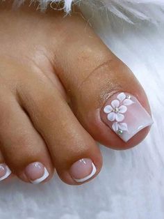 Multicolor  Collar   Plants Color Nails Embellished   Nail,Hand & Foot Care Cute Pedicures For Summer, Green Toenail Designs, Pedicure With Design, Foot Nail Art Design, Acrylic Flowers On Nails, Flower Pedicure, Foot Nail Art, Flower Toe Nails, Nail Art Mariage