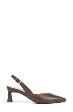 Featuring a pointy toe and just-right heel, this slingback pump with a cushioned footbed adds a graceful finish to any look. 2 1/4" heel Cushioned footbed with Contour+ Comfort technology Leather upper/synthetic lining and sole Imported Brown Slingback Pumps With 4-inch Heel For Work, Classic Slingback Heels With Wrapped Heel, Brown High Heel Slingback Pumps With Wrapped Heel, Chic Brown Slingback Sandals With 4-inch Heel, Elegant Brown Slingback Pumps With Block Heel, Brown Kitten Heels With Sculpted Heel For Evening, Brown Pointed Toe Kitten Heels For Work, Brown Pointed Toe Kitten Heels With Sculpted Heel, Brown Kitten Heels With Sculpted Heel For Work