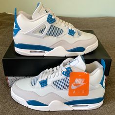 Jordan 4 ‘Military Blue’ (2024) Size: Men’s 12 Condition: Brand New Deadstock In The Box With Proof Of Purchase From Snkrs (Got Them On The Shock Drop A Few Wks Ago!). Sku:Fv5029-141 From A Smoke-Free Home. Will Ship Out To The Buyer Double-Boxed, Same Or Next Day After Purchased. Prom Dresses With Jordans Shoes, Blue Jordan 4’s, Blue And White Shoes, Jordan 4 Military Blue, Military Blue 4s, Cool Jordans, Jordan 4 Shoes, Nike Shoes Women Fashion, Jordan 4’s