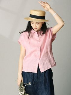 Styles: Casual Material: 100% Linen Clothing Length: Regular Sleeve Length: Short Sleeve Collar: Lapel Pattern: Solid Color Season: Summer #linen #shirt #blouse #pink Feminine Pink Shirt For Summer, Feminine Pink Summer Shirt, Pink Relaxed Fit Summer Shirt, Feminine Pink Linen Top, Pink Relaxed Fit Blouse For Summer, Pink Linen Summer Tops, Pink Linen Tops For Spring, Summer Short Sleeve Pink Shirt, Feminine Short Sleeve Summer Shirt