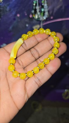 Yellow symbolizes joyfulness, happiness, and energy really cute stylish bracelet. Yellow Round Bead Bracelets For Everyday, Yellow Round Beads Bracelet For Everyday, Yellow Beaded Bracelets For Everyday, Bohemian Yellow Bracelets For Everyday Wear, Handmade Stretch Bracelet As A Gift, Casual Handmade Yellow Jewelry, Casual Yellow Handmade Jewelry, Trendy Friendship Bracelets With 8mm Beads, Casual Crystal Bangle Bracelet