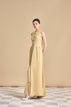 Wide Leg Pant Suit, Mother Of The Bride Dresses Long, Mean Blvd, Girls Frock Design, Yellow Beige, Ankle Length Dress, Frock Design, Ankle Length Pants, Bride Dresses