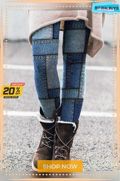 Boot Pants Autumn Fashion Denim Print Slim Fit Skinny Women's Trousers Denim Bottoms For Winter, Denim Blue Patchwork Jeans, Winter Denim Bottoms, High Waist Medium Wash Bottoms For Winter, Winter Blue Denim Pants, Winter Denim Mid-rise Pants, Mid-rise Denim Winter Pants, Fitted Medium Wash Bottoms For Winter, Winter Mid-rise Denim Pants