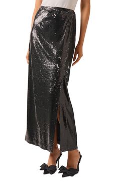 Sequins catch the light from every angle on a pull-on maxi skirt that assures an elegant look for your night out. 35" length Pull-on style 57% nylon, 38% metallic fibers, 5% spandex Hand wash, dry flat Imported Straight Maxi Skirt, Sequin Maxi Skirt, Maxi Sequin Skirt, Sheer Maxi Skirt, Black Sequin Skirt, Pencil Skirt White, Aline Skirt, Sequin Maxi, Dramatic Look