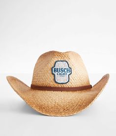 "H3 Headwear Busch Light Cowboy Hat - Brown , Men's Natural Embroidered patch weaved straw hat 3 1/2" brim One size fits most. Apparel & Accessories > Clothing Accessories > Hats" Bud Light Cowboy Hat, Casual Straw Hat With Flat Bill For Country Events, Casual Flat Bill Straw Hat For Country Events, Summer Brimmed Hat With Embroidered Logo, Brown Hat With Embroidered Logo For Summer, Brown Hats With Embroidered Logo For Summer, Wide Brim Hat With Embroidered Logo For Outdoor, Flat Brim Hats With Embroidered Logo For Summer, Brown Summer Hats With Embroidered Logo