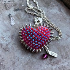 Mini Spiked & Paved Heart Necklace | Strawberry Soda - Bunny Paige Strawberry Soda, Grunge Accessories, Swarovski Stones, Free Earrings, Emerald Necklace, Girly Jewelry, Jewelry Inspo, Dream Jewelry, Birthstone Necklace