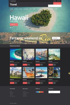 the website for travel company hawaii is displayed in this screenshote photo, and features images