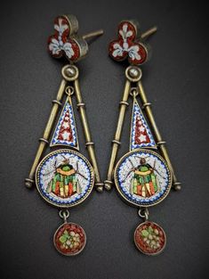 Micromosaic Earrings Egyptian Revival Scarab Beetle Floral Chandelier | eBay Antique Things, Egyptian Revival Jewelry, Micro Mosaic Jewelry, Mosaic Jewelry, Floral Chandelier, Scarab Beetle, Egyptian Revival, Micro Mosaic, Glass Tile