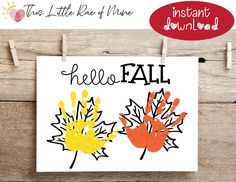 a card with the words hello fall written on it