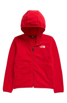 A zip-front hoodie made from fully recycled fleece offers lightweight warmth and is an ideal layering piece for bundling up your little adventurer. Front zip closure Front welt pockets 100% polyester Machine wash, tumble dry Imported Red Hooded Fleece Jacket For Outdoor, Red Hooded Hoodie For Outdoor Activities, Red Fleece Outerwear For Outdoor Activities, North Face Kids, Layering Pieces, Welt Pockets, Welt Pocket, Zip Hoodie, North Face