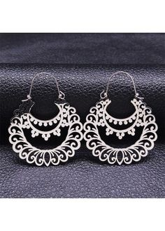 Color:Silver;Package Contents:1 Pair X Earrings;Occasion:Other; Summer Alloy Earrings, Vintage Metal Hoop Earrings For Summer, Bohemian Alloy Earrings For Festivals, Summer Vintage Metal Hoop Earrings, White Metal Hoop Earrings For Summer, Summer Silver Alloy Earrings, Summer White Metal Hoop Earrings, White Bohemian Filigree Earrings, Summer Vintage Pierced Earrings