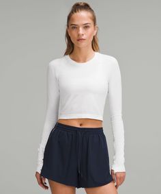 Swiftly Tech Cropped Long-Sleeve Shirt 2.0 | Women's Long Sleeve Shirts | lululemon Lululemon Long Sleeve Shirts, Lululemon Shirts, White Long Sleeve Crop Top, Lululemon Long Sleeve, Swiftly Tech, Lululemon Tops, Cropped Long Sleeve, Lululemon Women, Womens Long Sleeve Shirts