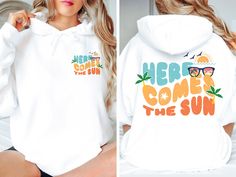 Here Comes The Sun Hoodie, Trendy Summer Season Shirt For Women, Beach Sweater, Minimalist Holiday Themed Sweatshirt, Gift For Bestie, E7885 WELCOME TO LITTLE PREPPY TEE.... If you are looking for soft, comfortable, first-class clothes that you can design for your most special days or your loved ones, you are at the right place! We love what we do here at Best Creative Designs and we strive to make your shopping experience just right for you. If you have any questions about our products, feel fr Summer Letter Print Hoodie Top, White Summer Hoodie Sweatshirt, White Hoodie Sweatshirt For Summer, White Hooded Sweatshirt For Summer, White Summer Hoodie Top, White Hoodie For Summer, White Hooded Tops For Beach Season, Hooded White Tops For Beach Season, White Hooded Top For Beach Season