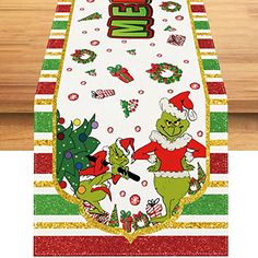 the grinch christmas table runner