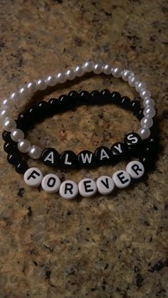 Homemade Bead Bracelet Ideas, Always And Forever Bracelets, Bracelets For Your Crush, Af1 Bracelet, Why Wont You Adopt Me Because Your Black Bracelet, Bracelet Ideas For 3 Friends, Matching Bff Bracelets Diy, Beaded Bff Bracelets, Bracelet Ideas Bf And Gf