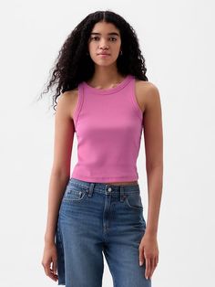 Modern Rib Cropped Halter Top | Gap Cropped Halter Top, Lounge Outfits, Air Sports, Top Halter, Halter Crop Top, Halter Neckline, Knit Cotton, Halter Top, Ribbed Knit