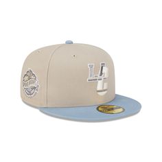 The Los Angeles Chargers Originals 59FIFTY Fitted Cap features an embroidered Chargers historic logo at the front panels with a matching team wordmark at the rear and a brush twill fabrication. Additional details include a 2000 Pro Bowl patch at the right-wear side, a light blue visor, and a gray undervisor. Collegiate Trucker Hat With Embroidered Logo And Flat Brim, College Fitted Hat With Embroidered Logo And Curved Brim, Curved Brim College Fitted Hat With Embroidered Logo, Curved Brim Fitted Hat With Embroidered Logo For College, Collegiate Six-panel Snapback Hat With Embroidered Logo, Collegiate Team Logo Hat For Streetwear, Collegiate Fitted Baseball Cap With Logo Patch, Collegiate Streetwear Hats With Team Logo, Flat Bill Fitted Hat With Logo Patch For Fans