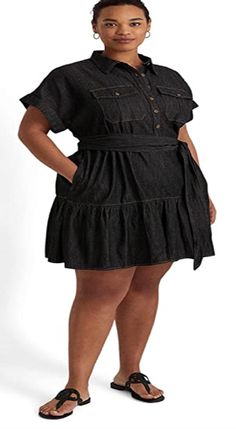 Dress to impress with the Ralph Lauren Plus Size Denim Short Sleeve Shirtdress featuring a smart design| Point collar| Buttoned half-placket| Short dolman sleeves with rolled cuffs| Threaded belt loops| Comes with a removable self-belt| Two flap-buttoned patch pockets on the chest Plus Size Denim, Denim Short, Smart Design, Denim Shorts Women, Ralph Lauren Womens, Shirtdress, British Indian, Dolman Sleeve, Denim Women