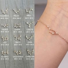 Pisces Constellation Bracelet Color: Gold Material: Crystal & Alloy Gifts For Libra Woman, Zodiac Pattern, Libra Jewelry, Constellation Jewelry, Aries And Pisces, Zodiac Bracelet, Birthday Bracelet, Trendy Bracelets, Zodiac Star Signs