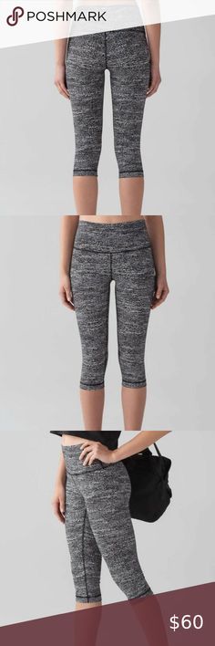 Lululemon Wunder Under Hi-Rise 1/2 Tight *Full-On Luxtreme 17" Black Style, Poshmark Lululemon, Black Fashion, Lululemon Athletica, White Black, White And Black, Tights