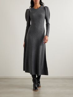 GABRIELA HEARST Hannah wool and cashmere-blend midi dress | NET-A-PORTER Simplicity Fashion, Designer Midi Dresses, Silk Dresses, Flat Dress Shoes, Gabriela Hearst, Exclusive Dress, Sport Swimwear, Johanna Ortiz, Luxury Linen