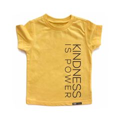 KINDNESS IS POWER yellow FabVokab graphic kids tee Unisex fitThis basic tee was made to live through childhood memoriesLightweight jersey, 60% cotton 40% polyester Please check our size chart before ordering Machine wash cold. Tumble dry low. Basic Yellow T-shirt With Graphic Print, Unisex Yellow Crew Neck T-shirt, Yellow Graphic Tee With Text Print, Yellow Graphic Tee Shirt With Text Print, Casual Yellow Tops With Name Print, Unisex Yellow Graphic Print Top, Yellow Cotton Tops With Name Print, Yellow Short Sleeve T-shirt With Name Print, Yellow Short Sleeve Top With Name Print