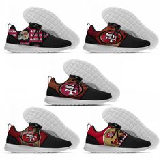 San Francisco 49Ers Mesh Athletic Walking Sports Shoes SneakersThe print-on-demand custom shoes are made from high-quality materials, such as leather or canvas, and come in a range of unique designs. They are durable and comfortable, making them a stylish and practical addition to any outfit. Black Sneakers For Sports Events, Black Casual Sneakers With Custom Logo, Custom Logo Low-top Sneakers For Sports, Low-top Sneakers With Custom Logo For Sports, Custom Logo Low-top Sneakers For Streetwear, Streetwear Low-top Sneakers With Custom Logo, 49ers Shoes, Athletic Clothing, Expressive Fashion