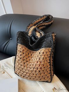 Bird in Bag - Woven Shoulder Bag - Stylish and Simple Fashion Satchel Crocheting Bag, Stylish Shoulder Bag, Simple Fashion, Bird In Bag, Bag Bag, Black Media, Simple Style, Straw Bag, Top Handle