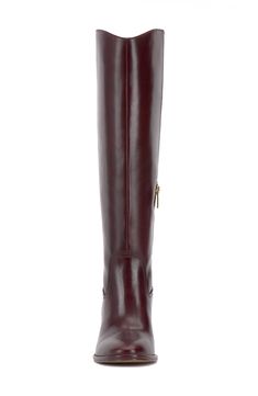 Smooth, polished leather forms the upper of this knee-high boot set atop a slightly curved block heel. 2 3/4" heel 15 1/4" shaft; 14 1/2" regular calf circumference 15 1/4" shaft; 16" wide calf circumference 15 1/4" shaft; 17" extra-wide calf circumference Leather upper/synthetic lining/rubber sole Imported Wide Calf, Vince Camuto, Knee High Boots, Knee High, Block Heels, Rubber Sole, Leather Upper, Nordstrom, Heels