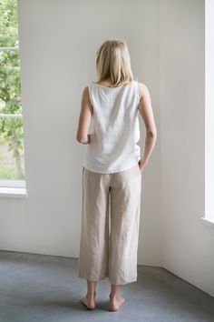 "Comfortable and lightweight linen pants REIMS fit perfectly to each figure and body type. DETAILS: <> Made from OEKO-TEX® certified 100 % European linen; <> Color in the picture: Beige; <> Linen pants REIMS with elastic waistband; <> Pants with two pockets; <> Model is wearing S size; Pants length: Outseam ± 88 cm / 34.7\", Inseam ± 62 cm / 24.4\"; <> Model height 183 cm / 6′; <> Product is made with family love. The quality of linen fabrics and product Linen Wide Leg Pants For Everyday Spring Wear, Everyday Linen Wide Leg Pants For Spring, Effortless Linen Pants For Summer, Neutral Summer Pants For Everyday Wear, Everyday Summer Straight Pants, Everyday Straight Summer Pants, Effortless Linen Lounge Pants, Relaxed Fit Linen Trousers, Effortless Linen Pants For Loungewear