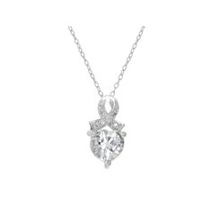 Accessorize in style with this Gemistry Sterling Silver Stone & Cubic Zirconia Heart Ribbon Pendant Necklace. Click on this JEWELRY & WATCHES GUIDE to learn about fit, styles, materials and more! Accessorize in style with this Gemistry Sterling Silver Stone & Cubic Zirconia Heart Ribbon Pendant Necklace. Click on this JEWELRY & WATCHES GUIDE to learn about fit, styles, materials and more! FEATURES Chain length: 18 in. + 2-in. extender Chain type: cable Clasp: lobster-claw Nickel free Metal: ster Elegant Cubic Zirconia Heart Necklace For Party, Formal Heart Necklace In Cubic Zirconia, Elegant Rhinestone Heart Pendant Necklace For Party, Elegant Crystal Heart Pendant Rhinestone Necklace, Elegant Rhinestone Crystal Necklace With Heart Pendant, Elegant Crystal Rhinestone Heart Pendant Necklace, Elegant Heart-shaped Cubic Zirconia Rhinestone Necklace, Elegant Crystal Rhinestone Heart Necklace, Elegant Silver Rhinestone Heart Pendant Necklace