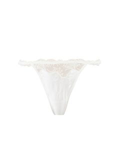 Sexy Thong Ecru Nacre Splendeur Soie - Lise Charmel USA Wedding Bottoms With Lace Trim String Shape, Wedding Lace Brief Bottoms, Sheer Lace Bottoms For Wedding, Sheer Lace Wedding Bottoms, Elegant Wedding Bottoms With Delicate Lace, One Piece Full, Lingerie Shorts, Demi Cup, Silk Lingerie