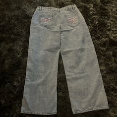 These Shein Bow Jeans Are Absolutely Adorable. However, They Were Too Big For Me. Never Worn, And In Great Condition! Jeans With Bows, Pants With Bow, Bow Jeans, Shein Jeans, Y2k Jeans, Shein Icon, Washed Denim, Colored Jeans, Flare Jeans