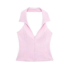 Lasaky - Stylish Backless Shirt with Halter Neckline - Collection for Women Shorts Rosa, Halter Shirt, Backless Shirt, Short Pollera, Backless Halter Top, Straight Clothes, Short Shirt, High Street Fashion, Halter Tank Top