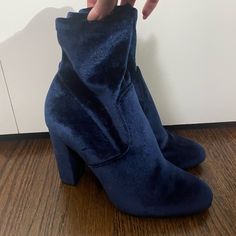 Brand New Sock Booties! Casual Blue Winter Booties, Blue Ankle-high Booties For Fall, Blue Block Heel Boots For Winter, Blue Winter Boots With Block Heel, Casual Blue Heels For Winter, Blue Ankle-high Winter Heels, Blue Block Heel Heels For Winter, Blue Round Toe Heels For Winter, Sock Booties