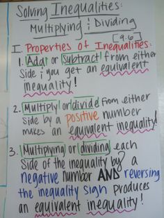 a piece of paper with writing on it that says, some inequantities multiplying dividing