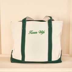 welcome to our shop. Our shop handcrafts a variety of custom gifts. If you are still worried about preparing for the party, welcome to our store to choose, maybe you will get unexpected surprises:) Tote bag size: Top width 14.1in / 36cm Bottom width: 13.4in / 34cm Height: 11.4in / 29cm Thickness: 5.5in/14cm Handle height: 9.8in / 25cm Weight: 570g Material: Canvas Color: red, black, khaki, green Customized craftsmanship: embroidery Opening method: zipper *The text and color cannot be changed aft Tote School Bag, Personalized Canvas Tote, Boat Tote, Bag Embroidery, School Tote, Tote Bag Custom, Embroidered Tote Bag, Embroidered Tote, Custom Tote Bags