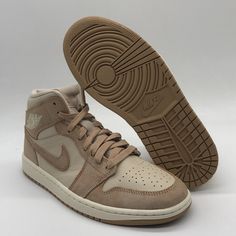 075224 New No Box Brown Nikes, Brown Nike Shoes, Nike Jordans Women, Cute Converse Shoes, Nike Shoes Women Fashion, Nike Shoes New, Cute Converse, Nike Fashion Shoes, Air Jordan 1 Mid Se