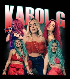 karol g's album cover with four women in red and blue wigs