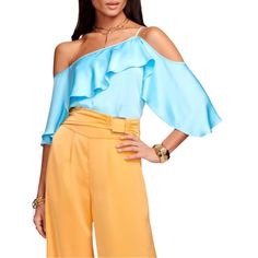 Brand New With Tags Ramy Brooks Scarlett One Shoulder Ruffle Pullover Top - Size: Xs - Color: Sky Blue - Asymmetrical Neckline - Ruffled Trim - One Shoulder Design - Adjustable Strap - 100% Polyester - Dry Clean New To Poshmark? Sign Up Now & Use My Code Fashioncrazy60 For $10 Off Your First Purchase!! Smoke Free & Pet Free Home Reasonable Offers Accepted Bundle For Additional Discounts Please Ask All Questions Prior To Purchase Bids Are Binding No Cancellations Luxury Designer Holidays Gift Chr Chic Light Blue Off-shoulder Top, Blue Ruffled Tops For Fall, Blue Ruffled Blouse For Brunch, Blue Off-shoulder Top With Ruffles, Blue Off-shoulder Ruffled Top, Blue Ruffle Top For Brunch, Blue Ruffled Top For Brunch, Blue Off-shoulder Top For Brunch, Blue Off-shoulder Blouse For Brunch