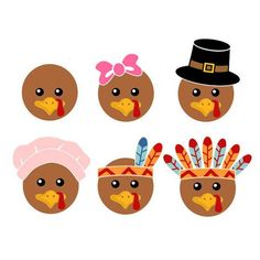 a group of turkeys wearing thanksgiving hats