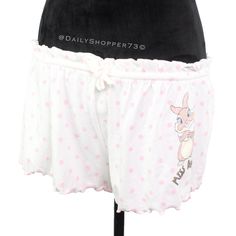 These Are Brand New With Tags Disney Women's Bambi "Miss Bunny" Lettuce Hem Pj Shorts. These Darling Shorts Feature A Soft Ribbed Fabric, Lettuce Hems, Ivory White Background, Pastel Pink Polka-Dots, And An Image Of The Disney Bambi Character Miss Bunny With Her Name Below In Sparkly Glitter. High-Quality Disney X Primark Exclusive. Us Women's Size Xs Check Out Our Closet For The Matching Thumper Pj Shirt! This Listing Is For The Shorts Only -- The Shirt Is Sold Separately. New To Poshmark? Use Cute White Shorts For Pajama Party, Playful White Bottoms For Sleep, Playful White Sleep Bottoms, Cute White Bottoms For Sleepover, Bunny Pyjamas, Strawberry Soda, Miss Bunny, Background Pastel, Disney Pajamas