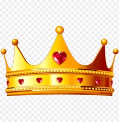 a golden crown with hearts on it