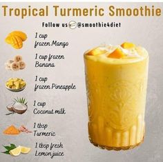 Nutritious Smoothie Recipes, Fruit Smoothie Recipes Healthy, Turmeric Smoothie, Smoothie Recipes Healthy Breakfast, Healthy Drinks Smoothies, Fat Burning Smoothies, Green Smoothie Recipes, Fruit Smoothie Recipes