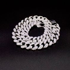 White Iced Out Chain Link Necklace, White Iced Out Chain Link Jewelry, White Iced Out Cuban Link Necklace, Iced Out White Chain Link Jewelry, Iced Out White Cuban Link Necklace, Iced Out Diamond White Chain Link Necklace, Iced-out Chain Link Necklace In Diamond White, Silver Rhinestone Cuban Link Necklace, Silver Cuban Link Necklace With Rhinestones