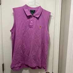 Woman’s Polo Ralph Lauren Sport Sleeveless Athletic Golf Polo Shirt. Nwot Classic Cotton Sleeveless Tank Top, Purple Cotton Vest Top, Spring Collared Vest Top, Spring Vest Top With Collar, Casual Collared Tank Top For Spring, Casual Purple Sleeveless Tank Top, Casual Purple Tank Vest, Purple Cotton Sleeveless Vest, Classic Purple Summer Tops