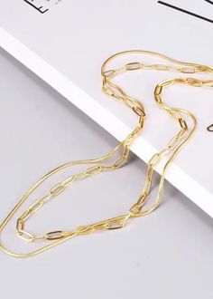 Carla gold necklace Paperclip Necklace, Double Layer Necklace, Layer Necklace, Gold Plated Necklace, Paper Clip, Layered Necklaces, Double Layer, 18k Gold, Gold Plate